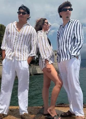 Chemise manches longues rayée Ibiza